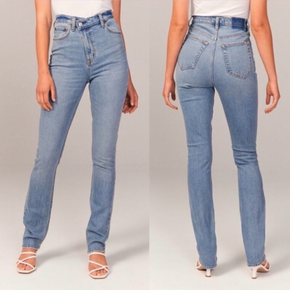 Abercrombie & Fitch The ’90s Slim Straight Ultra High Rise Jeans Light Wash 28/6
